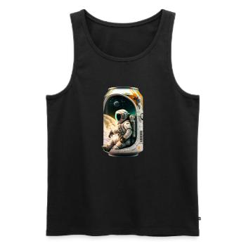 Canette de bière fraîche avec astronaute - Débardeur bio Premium Homme - noir - Devant - AI Model Male 178 light (178cm)