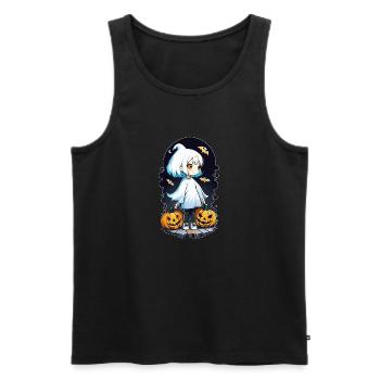 Halloween - Kleiner Geist Kürbis Manga - Männer Premium Bio Tank Top - Schwarz - Vorne - Michal (187cm)