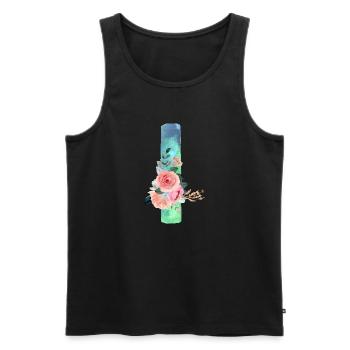 Lettre I watercolor - Débardeur bio Premium Homme - noir - Devant - AI Model Male 178 light (178cm)