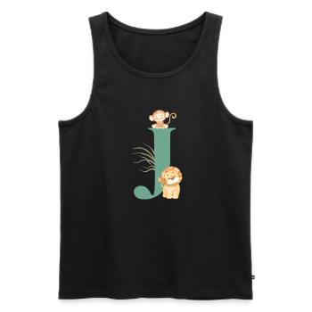 Letter j green jungle animals - Men's Premium Organic Tank Top - black - Front - AI Model Male 178 light (178cm)
