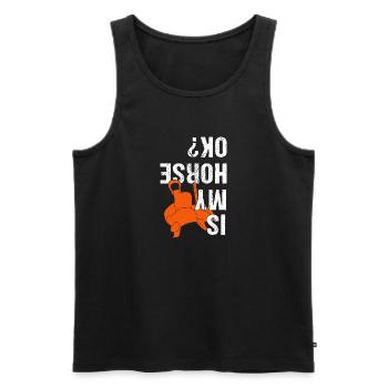 Pferde Horses Pony Stallion Vintage Reiter Spruch - Männer Premium Bio Tank Top - Schwarz - Vorne - Michal (187cm)