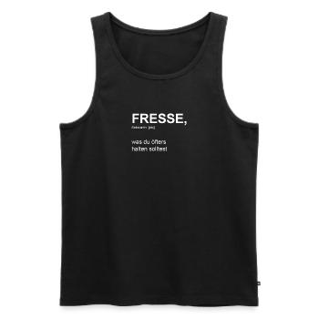 "Die" Fresse halten - Männer Premium Bio Tank Top - Schwarz - Vorne - AI Model Male 178 light (178cm)