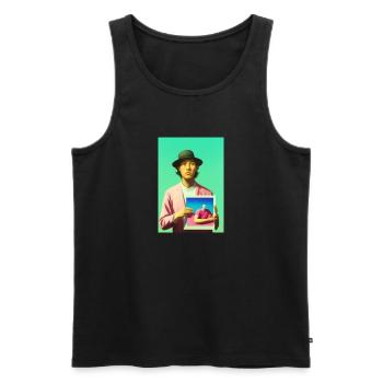 Bubblegum Selfie in Selfie - ARTWORK on LSD - Männer Premium Bio Tank Top - Schwarz - Vorne - AI Model Male 178 light (178cm)