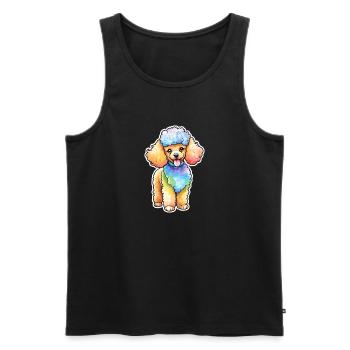 Pudel Wasserfarben - Männer Premium Bio Tank Top - Schwarz - Vorne - Michal (187cm)