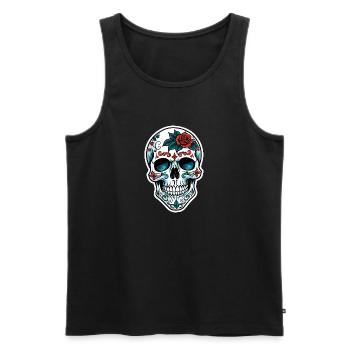 Totenkopf Neo Traditional - Männer Premium Bio Tank Top - Schwarz - Vorne - AI Model Male 178 light (178cm)