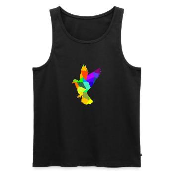 Colombe oiseau arc-en-ciel animaux polygone - Débardeur bio Premium Homme - noir - Devant - AI Model Male 178 light (178cm)