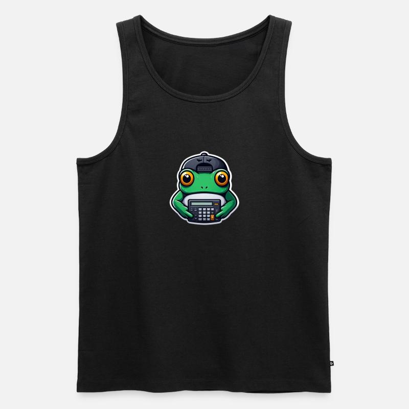Frosch mit Taschenrechner - Männer Premium Bio Tank Top - Schwarz