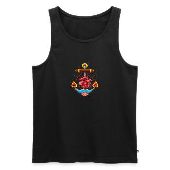 Sailor's Heart - Tattoo design - Débardeur bio Premium Homme - noir - Devant - Michal (187cm)