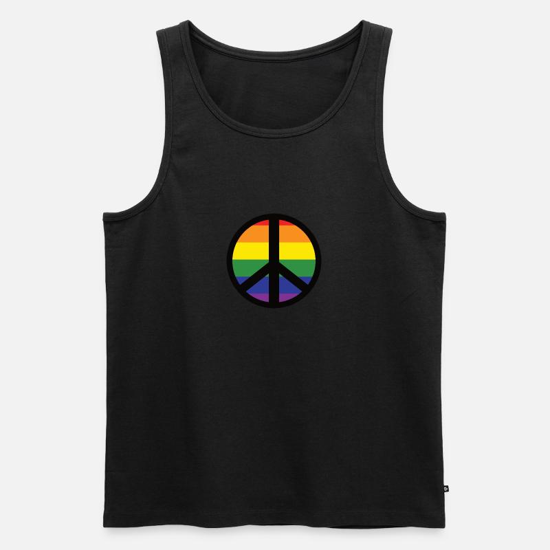 Friedenszeichen Peace LGBT - Männer Premium Bio Tank Top - Schwarz