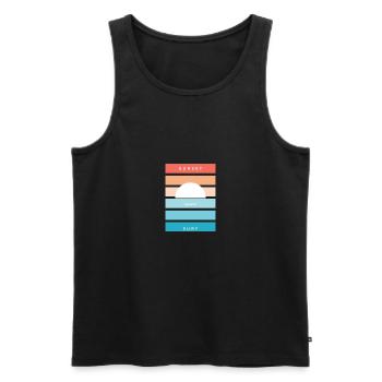 t-shirt sunset et surf cadeau anniversaire - Débardeur bio Premium Homme - noir - Devant - Michal (187cm)