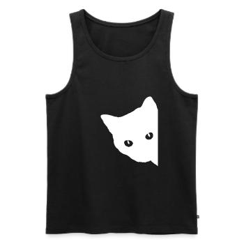 Katze Gesicht Weiß - Männer Premium Bio Tank Top - Schwarz - Vorne - AI Model Male 178 light (178cm)