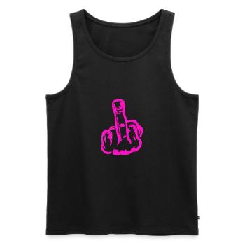 Mittelfinger Middle finger fuck you fuck off - Männer Premium Bio Tank Top - Schwarz - Vorne - AI Model Male 178 light (178cm)