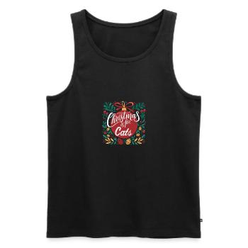 Weihnachten Ist Für Katzen Festliche Feiertagsstimmung - Männer Premium Bio Tank Top - Schwarz - Vorne - Michal (187cm)