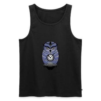 Evil Owl with Clock T-Shirt Womens Mens Kids - Men's Premium Organic Tank Top - black - Front - AI Model Male 178 light (178cm)