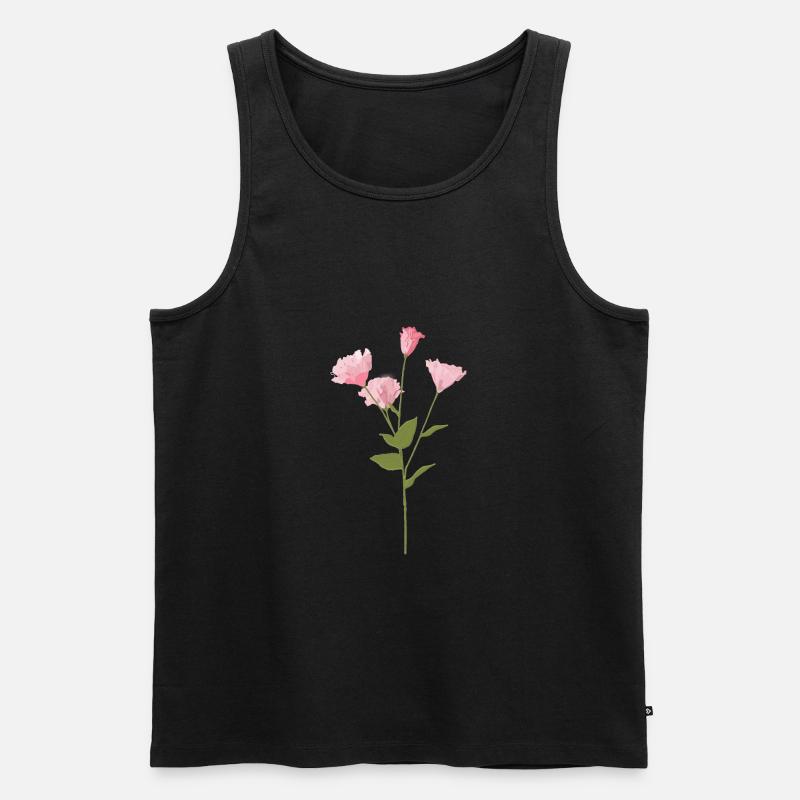 Rosa Blume - Männer Premium Bio Tank Top - Schwarz
