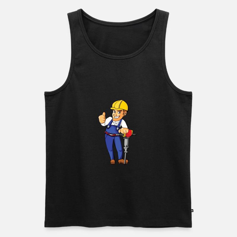 construction worker bauarbeiter strassenbau2 - Männer Premium Bio Tank Top - Schwarz