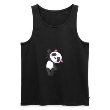 Panda de dessin animé suspendu - Débardeur bio Premium Homme - noir - Devant - Michal (187cm)