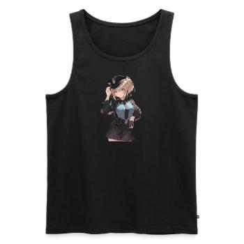 Anime Policewoman 2 - Men's Premium Organic Tank Top - black - Front - AI Model Male 178 light (178cm)