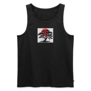Japanischer Baum mit roter Sonne - Männer Premium Bio Tank Top - Schwarz - Vorne - AI Model Male 178 light (178cm)