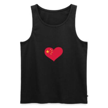 China Herz; Heart China - Débardeur bio Premium Homme - noir - Devant - AI Model Male 178 light (178cm)