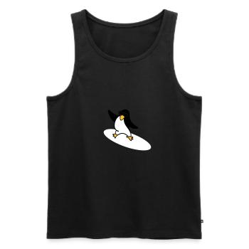 Surfer Pinguin / penguin (3c) - Männer Premium Bio Tank Top - Schwarz - Vorne - AI Model Male 178 light (178cm)