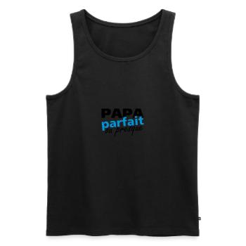 papa parfait ou presque - Débardeur bio Premium Homme - noir - Devant - AI Model Male 178 light (178cm)