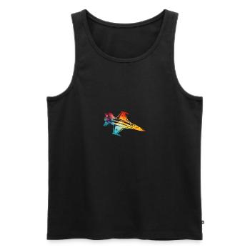 fighter jet - Men's Premium Organic Tank Top - black - Front - AI Model Male 178 light (178cm)