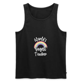 L’enseignant le plus gay du monde - LGBT Rainbow - Débardeur bio Premium Homme - noir - Devant - Michal (187cm)