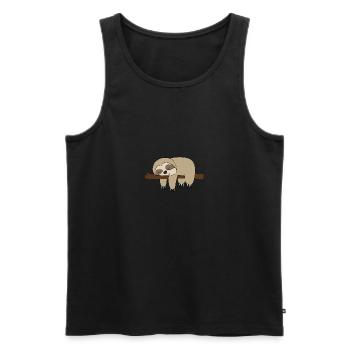 Schlafendes Faultier Comic Geschenkidee - Männer Premium Bio Tank Top - Schwarz - Vorne - AI Model Male 178 light (178cm)