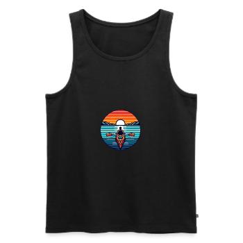 Kajakfahren Kajakfahrer und untergehende Sonne - Männer Premium Bio Tank Top - Schwarz - Vorne - Michal (187cm)