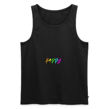 Happy - Men's Premium Organic Tank Top - black - Front - AI Model Male 178 light (178cm)
