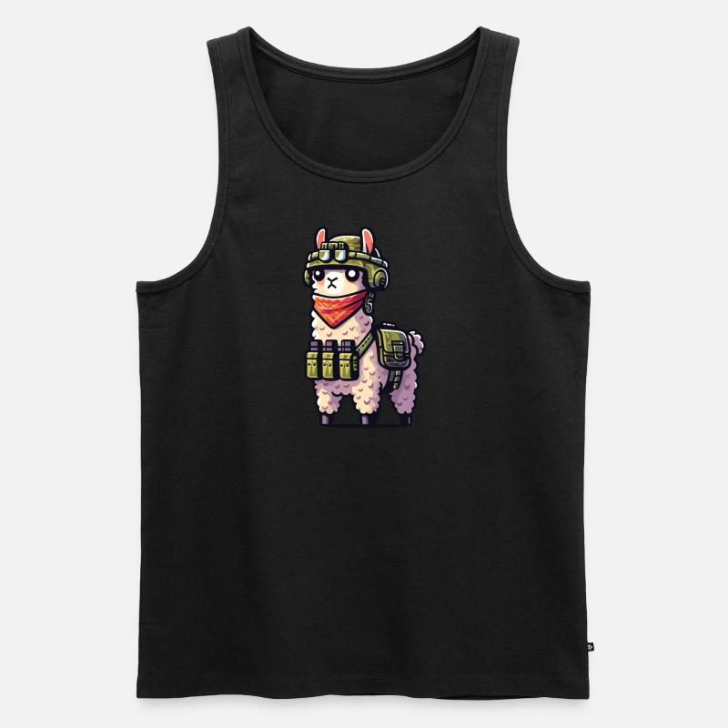 Kampf-Lama - Männer Premium Bio Tank Top - Schwarz