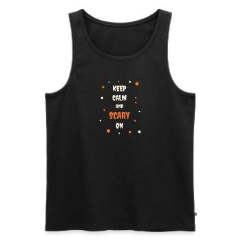 Keep calm and scary on - Men's Premium Organic Tank Top - black - Front - AI Model Male 178 light (178cm)