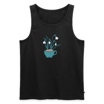 Schneeglöckchen in Tasse, farbig - Männer Premium Bio Tank Top - Schwarz - Vorne - AI Model Male 178 light (178cm)