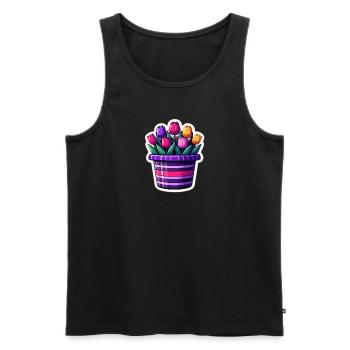 A pot of tulips - Men's Premium Organic Tank Top - black - Front - AI Model Male 178 light (178cm)
