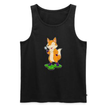 Fox Detective Magnifying Glass - Men's Premium Organic Tank Top - black - Front - Michal (187cm)