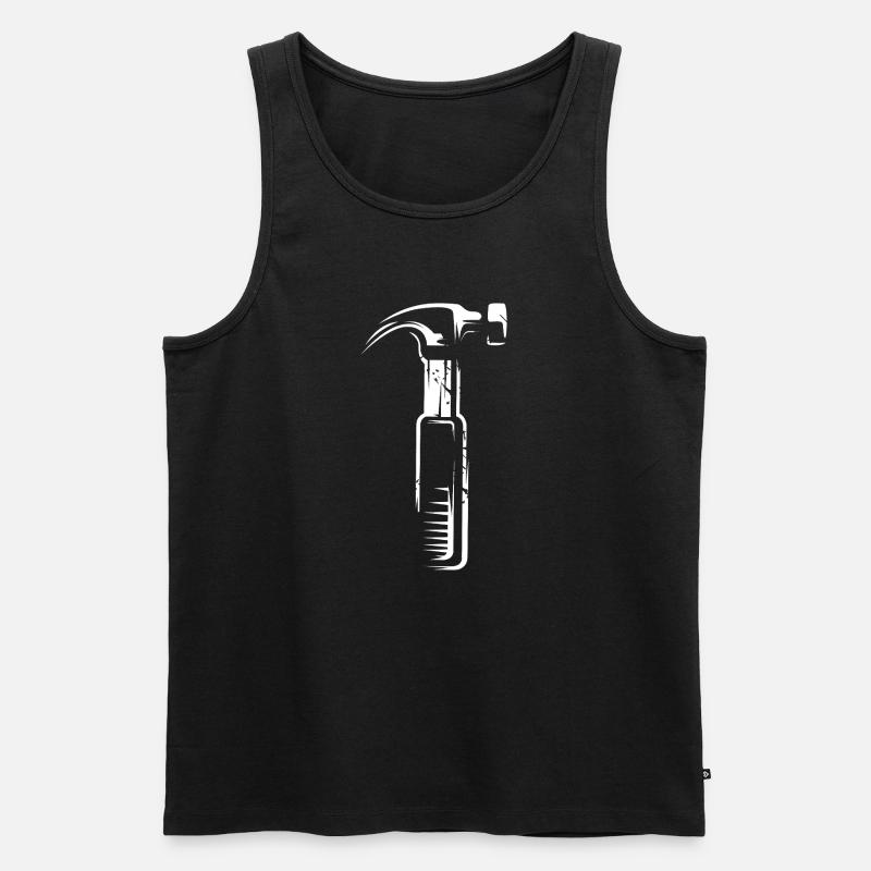 Hammer mit Scratch Effekt - Werkzeuge Handwerker - Männer Premium Bio Tank Top - Schwarz