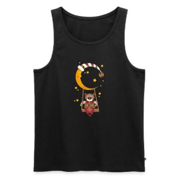 Teddy rocks on the moon – sweet goodnight motif - Men's Premium Organic Tank Top - black - Front - Michal (187cm)
