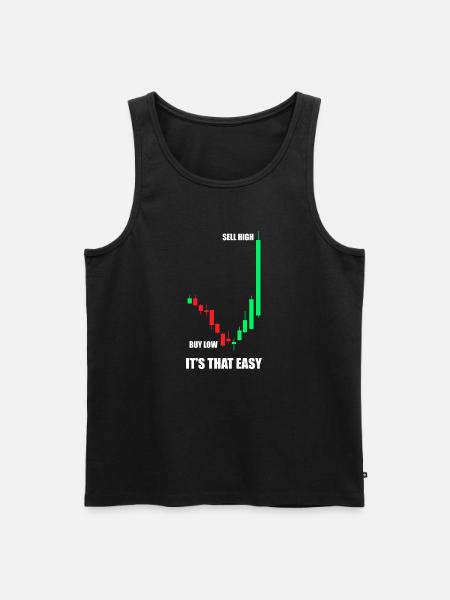 Kjøp lavt, selg høyt. Aksjemarked, børs, trader. - Premium økologisk Tanktop for menn - svart