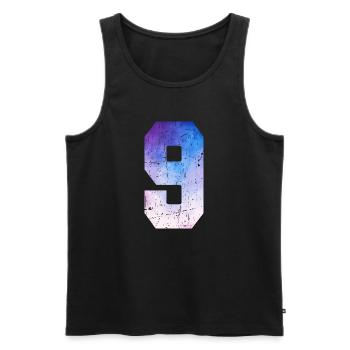 numéro 9 – Cadeau anniversaire 9 ans - Débardeur bio Premium Homme - noir - Devant - AI Model Male 178 light (178cm)