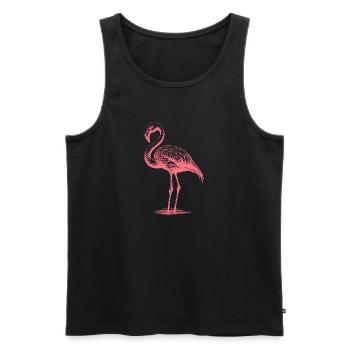 Knuffiger pinker Flamingo - Männer Premium Bio Tank Top - Schwarz - Vorne - Michal (187cm)