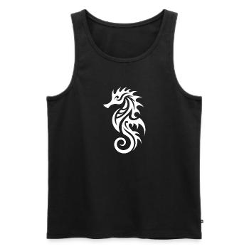 Déguisement d’hippocampe de tatouage - Débardeur bio Premium Homme - noir - Devant - AI Model Male 178 light (178cm)