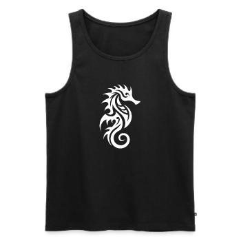 Niedliches kleines Tattoo Seepferdchen - Männer Premium Bio Tank Top - Schwarz - Vorne - Michal (187cm)