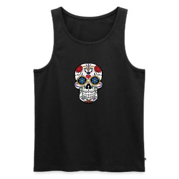 Totenkopf - Männer Premium Bio Tank Top - Schwarz - Vorne - Michal (187cm)