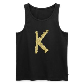 Lettre K Cadeau Nom 2 - Débardeur bio Premium Homme - noir - Devant - Michal (187cm)