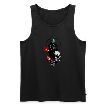 head of death panthere skull pink flower quote - Men's Premium Organic Tank Top - black - Front - AI Model Male 178 light (178cm)