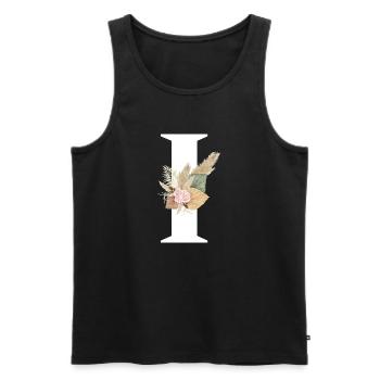 lettre I fleuris - Débardeur bio Premium Homme - noir - Devant - AI Model Male 178 light (178cm)