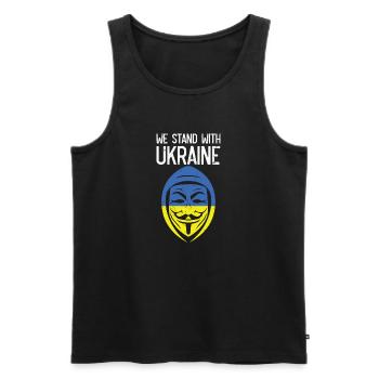 We Stand With Ukraine Anonymous - Men's Premium Organic Tank Top - black - Front - AI Model Male 178 light (178cm)