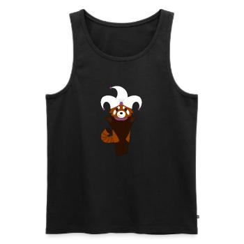 Red panda disguised as harlequin for Halloween - Men's Premium Organic Tank Top - black - Front - AI Model Male 178 light (178cm)