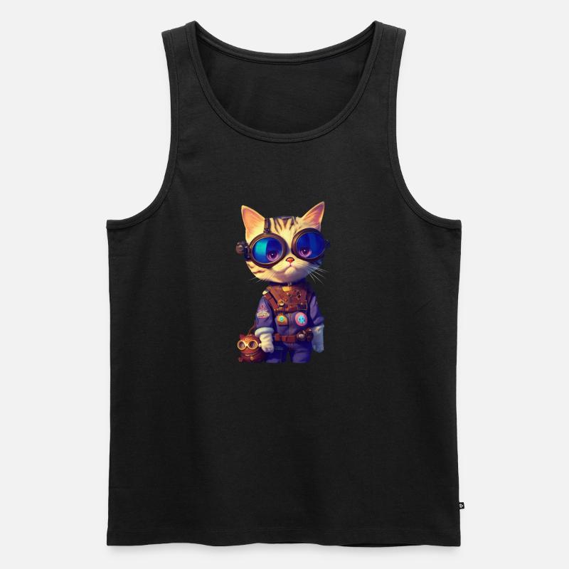 Aviator Katze - Männer Premium Bio Tank Top - Schwarz